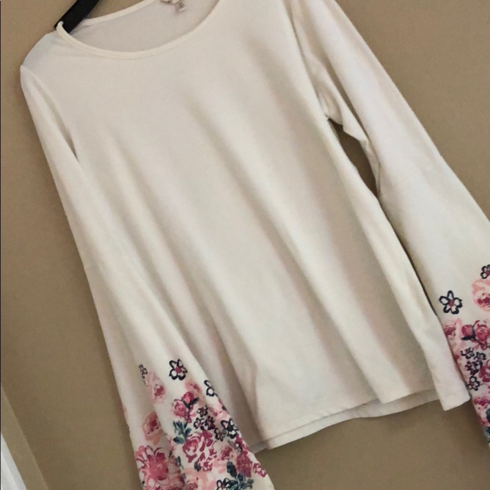White long sleeve with floral print